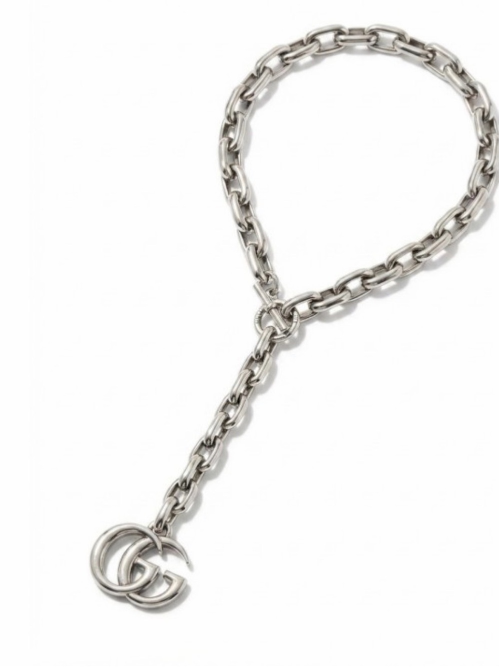 Gucci GG Silver Marmont pendant chain necklace